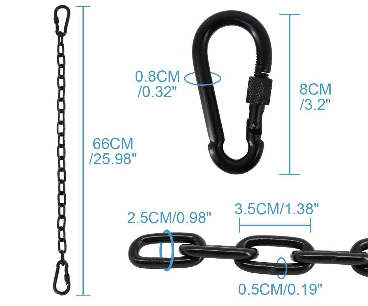 TOPIND 5mm Diameter Hammock Chair Swing Chain Heavy Duty Hanging Chair Chain with Carabiner