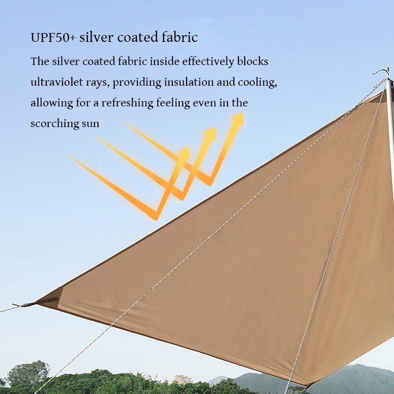 TOPIND Thickened Polyester Fabric Outdoor Tent Eaves Camping Rain Fly for 2-3 Person Use