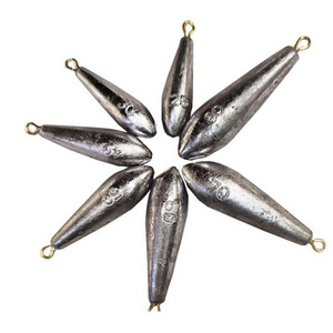 TOPIND Willow Leaf Shaped Fishing Lead Sinker with Copper Ring