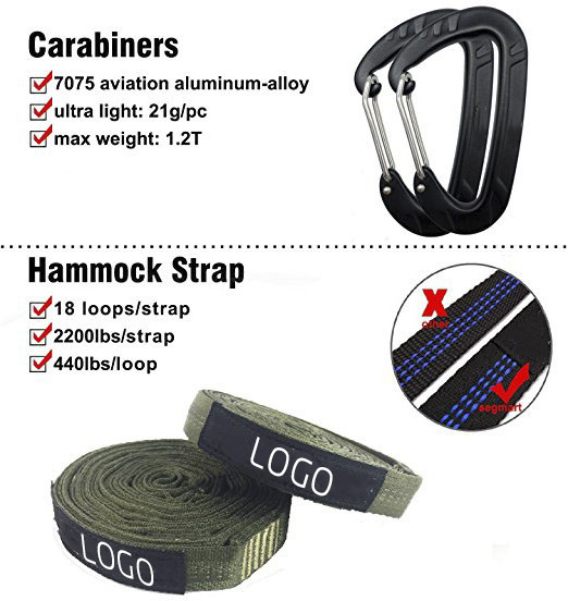 Easy Hanging Double Camouflage Camping Hammock with Tree Straps&Carabiners