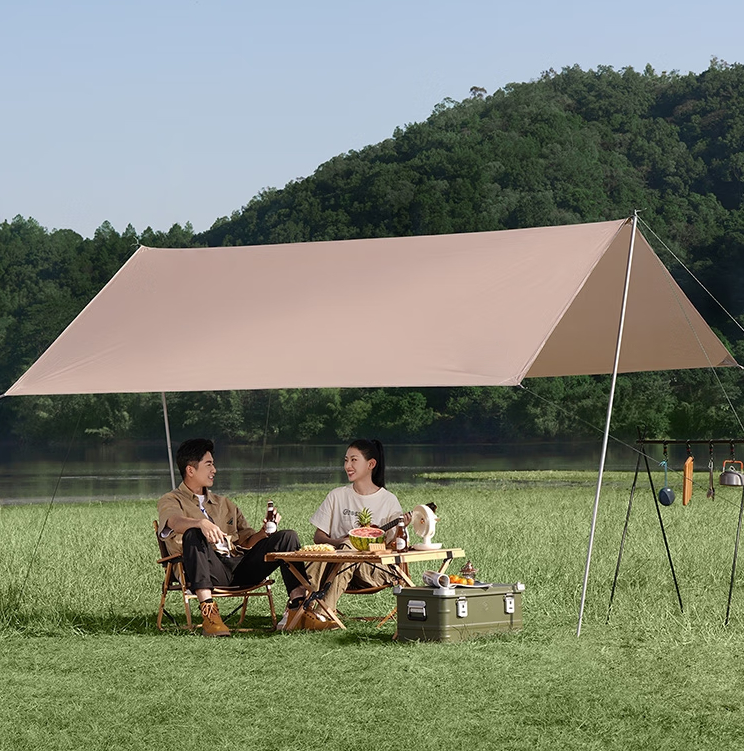 TOPIND Thickened Polyester Fabric Outdoor Tent Eaves Camping Rain Fly for 2-3 Person Use