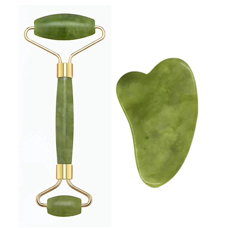 Anti Aging Face Massager High Quality 100% Jade Stone Facial Massage Roller And Gua Sha Tool Set