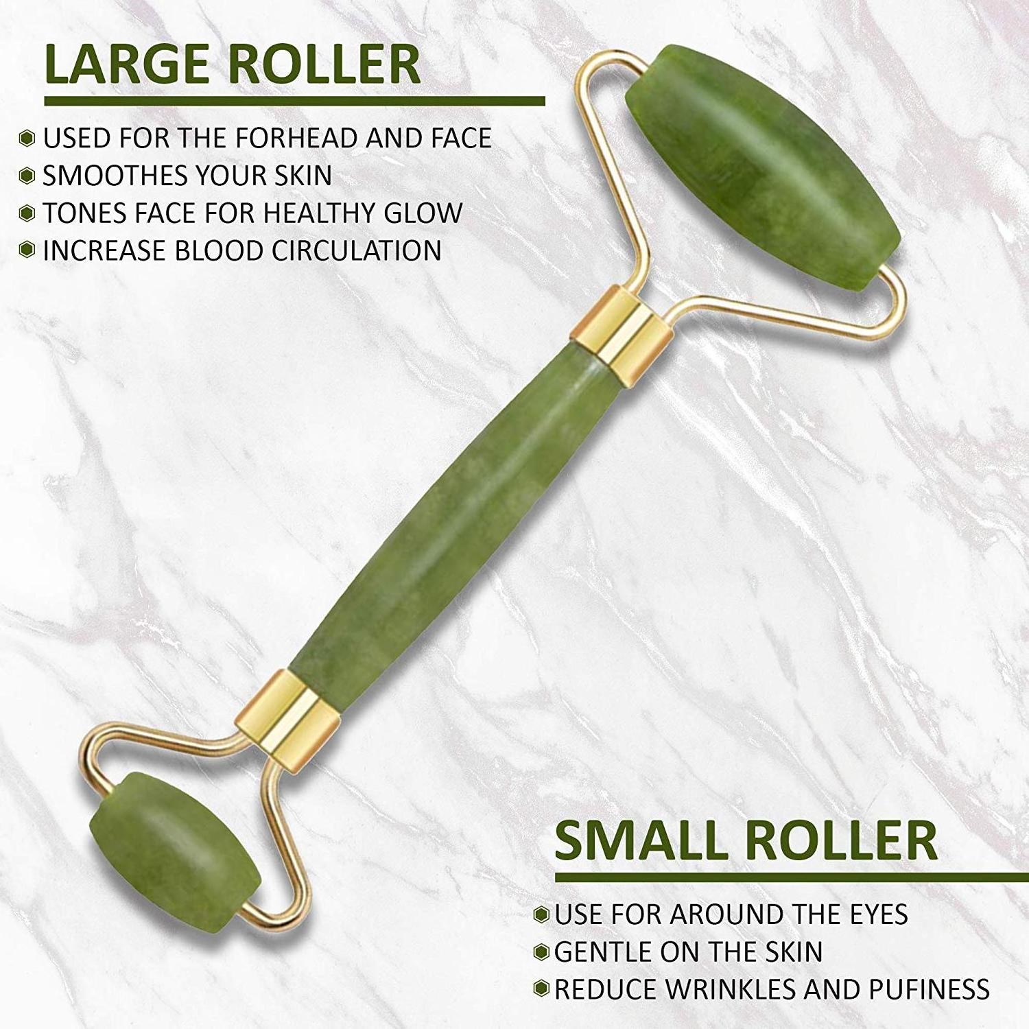 High quality custom natural facial massage jade roller gua sha set beauty roller massage tools