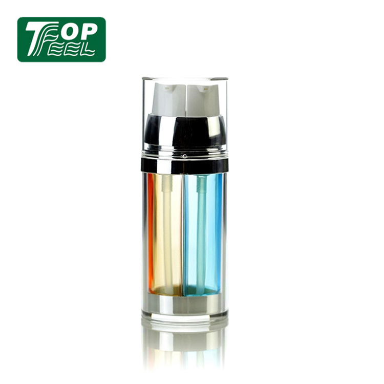 Acrylic Cosmetics Lotion Pump Bottle Dual Chamber Bottle 30ml 50ml 100ml