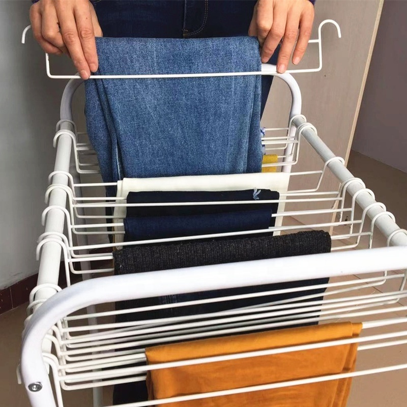 Rolling Trouser Trolley Removable Pants Hanger Rack Closet Organizer