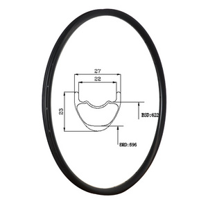 29er MTB bike rims 27mm wide hookless carbon rim tubular 23mm deep UD 3K matte glossy 24 28 32 H mountain disc bike