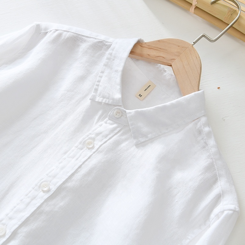 Wholesale bulk eco friendly natural men's  plus size hemp linen button down shirts eco 100% long sleeve men casual for men