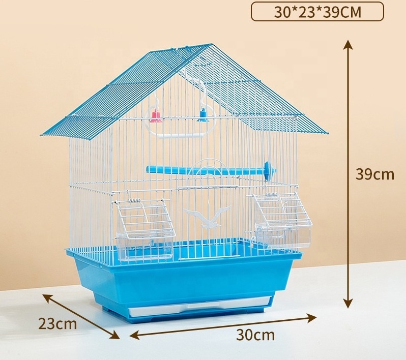 Metal wire bird cage bird breeding cage parrot pigeon house cage with stand post and food containers