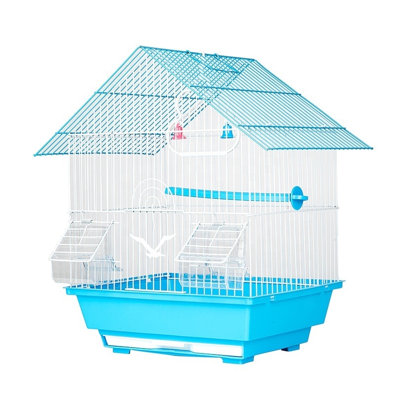 Metal wire bird cage bird breeding cage parrot pigeon house cage with stand post and food containers