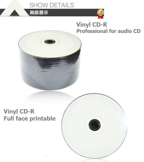 Blank CD-R Black Color  700mb 80min 52x Vinyl CD-R Half Printable Surface Professional for Music Audio CD Recording