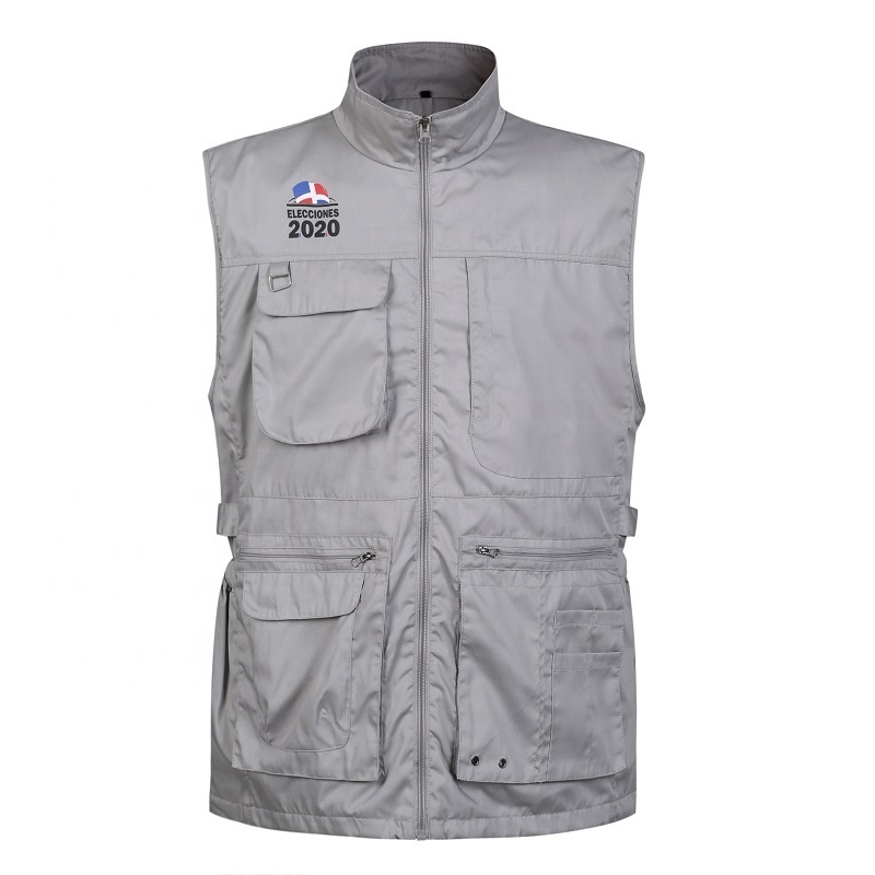 Custom printing logo mesh lining tech Outdoor work wear summer breathable sustaimable men cargo vest