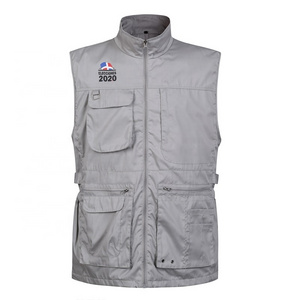 Custom printing logo mesh lining tech Outdoor work wear summer breathable sustaimable men cargo vest