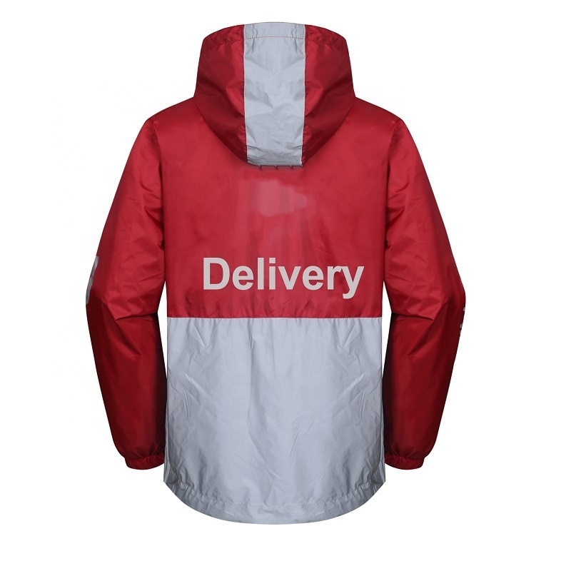 Custom logo motorbike food delivery cycling men waterproof rain windbreaker reflective jacket