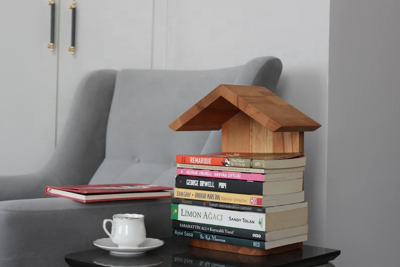 Unique Triangle Modern Home Wooden Book Holder For Kidsroom In Handmade