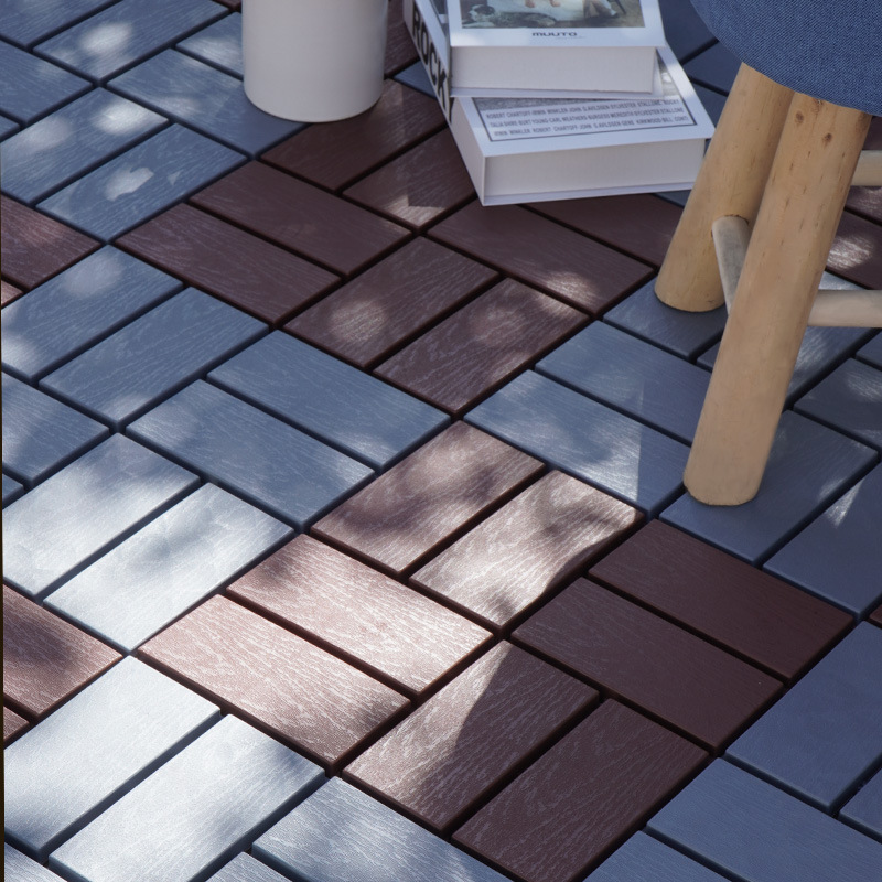 Waterproof floor tiles anti-slip wood grain patio/roof tiles outdoor flooring with interlocking deck tiles