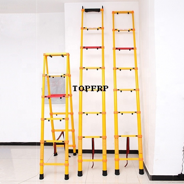 Fiberglass Telescopic Retractable Ladder High Quality 2m 2.5m 3m 3.5m 4m 4.5m 5m Frp Electric Frpp Foldable Work Bench Accepted