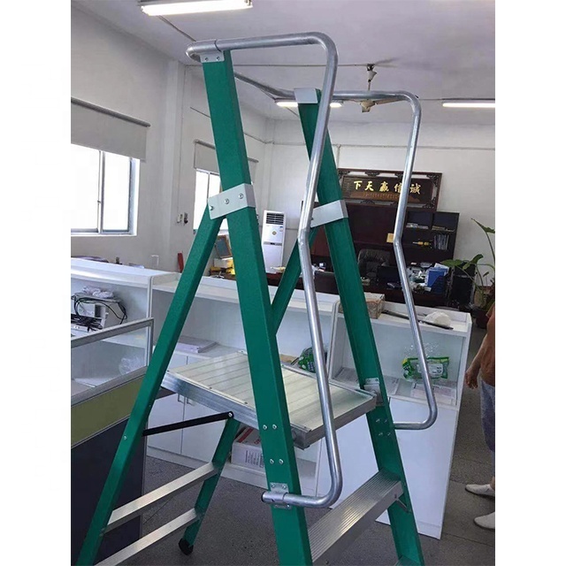 Fibreglass Platform Step Ladder with Handrail