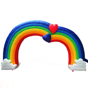 Custom Design PVC Rainbow Entrance decorated Inflatable Heart-shape Arch For Wedding