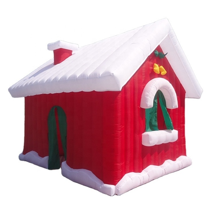 Lightweight nylon Xmas Outdoor decoration tent inflatable Santa Claus house for Christmas promotions