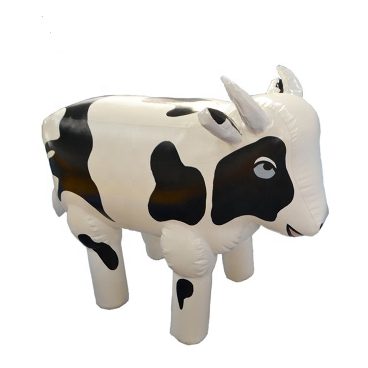 Cute PVC airtight 1.5m tall animal cartoon dairy cattle model inflatable cow for promotions