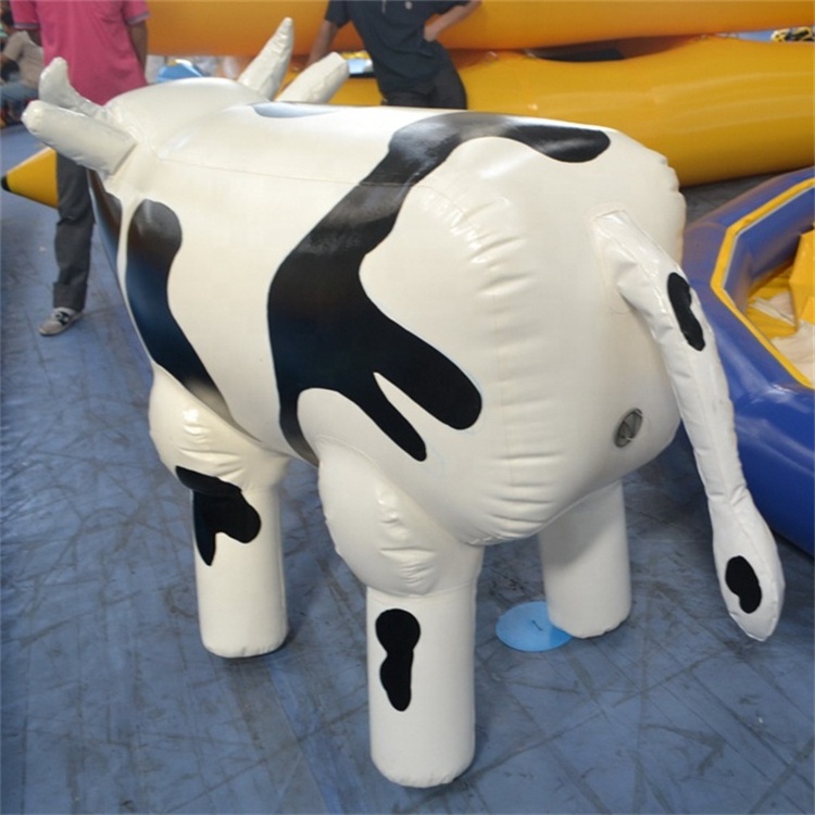 Cute PVC airtight 1.5m tall animal cartoon dairy cattle model inflatable cow for promotions