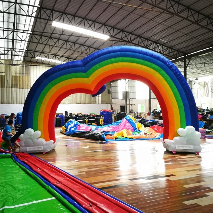 Custom Design PVC Rainbow Entrance decorated Inflatable Heart-shape Arch For Wedding