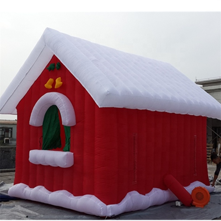 Lightweight nylon Xmas Outdoor decoration tent inflatable Santa Claus house for Christmas promotions