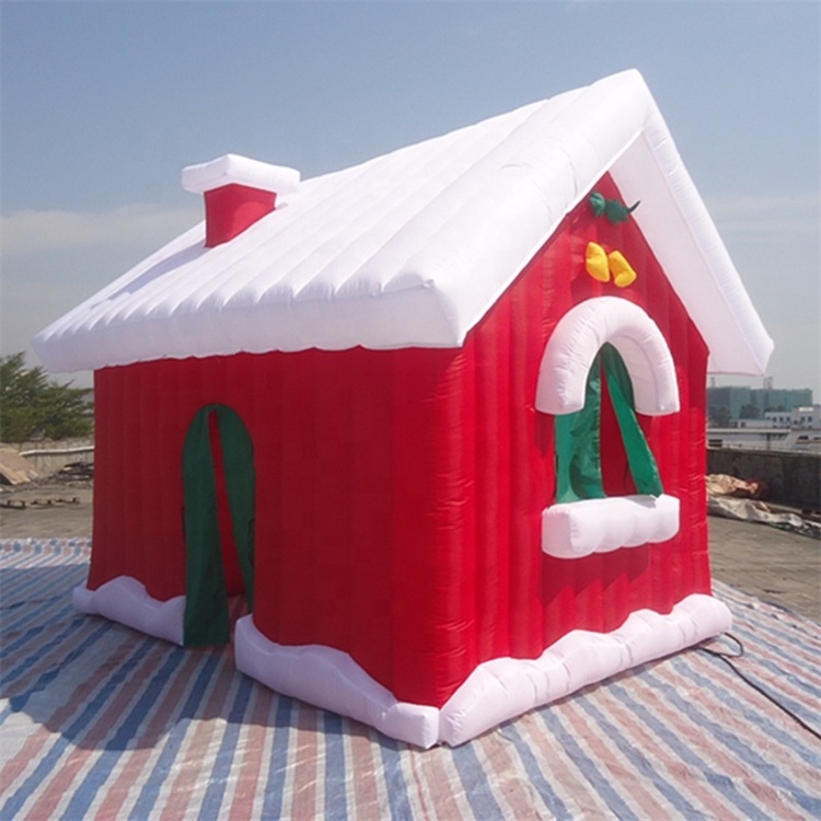 Lightweight nylon Xmas Outdoor decoration tent inflatable Santa Claus house for Christmas promotions