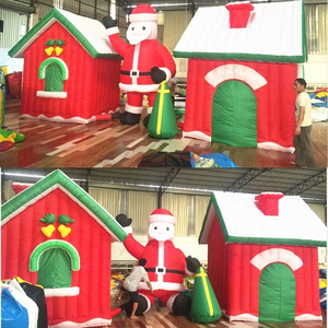 Lightweight nylon Outdoor Xmas decoration tent inflatable North Pole Santa's Workshop for Christmas promotions