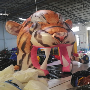 Fabric Animal Tunnel Game Realistic Tiger Head Inflatable Entrance - Great For Sports Teams