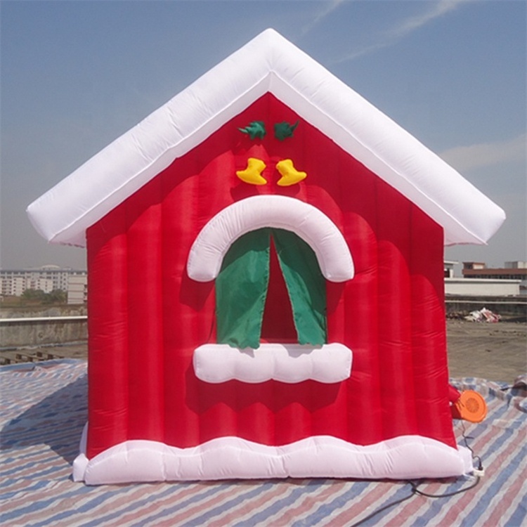 Lightweight nylon Xmas Outdoor decoration tent inflatable Santa Claus house for Christmas promotions