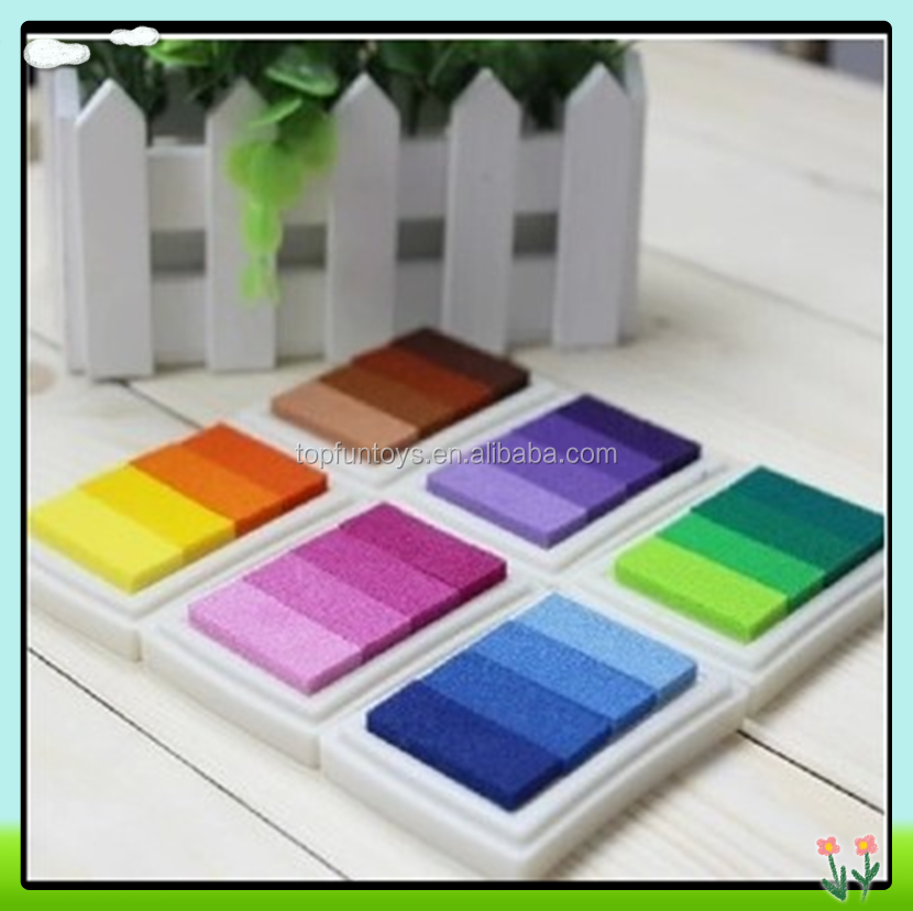 High Quality eco friendly scratch  Square Colorful Cartoon Non Toxic Kids Toy Craft Stamp Ink Pad