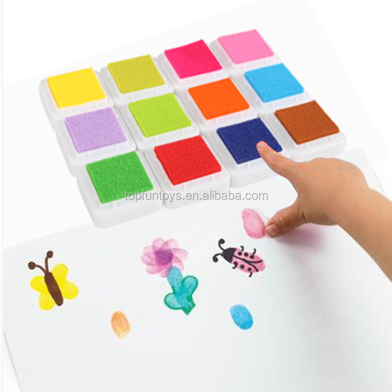 High Quality eco friendly scratch  Square Colorful Cartoon Non Toxic Kids Toy Craft Stamp Ink Pad