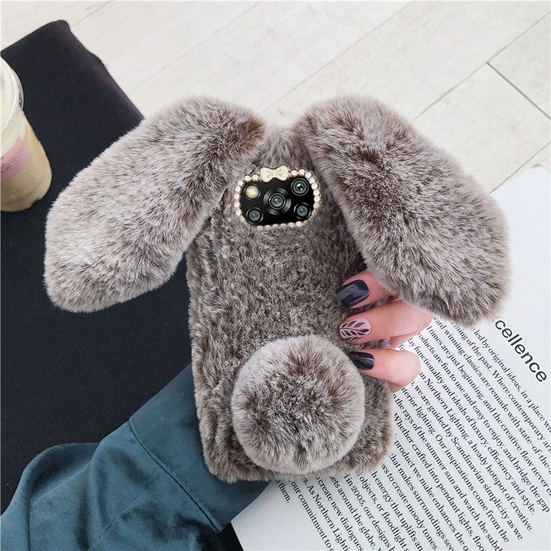 For Xiaomi Redmi 10 Note 10s 11 Pro 11T 9C 10C Phone Case Rabbit fluffy Fur Phone Case POCO M3 M4 Pro 5G F4 POCO X3 X4 Case