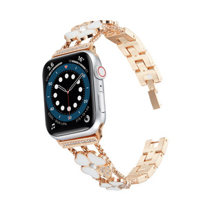 Jewelry Watch Strap For Apple Watch 6 SE Band iWatch Series 5 4 44mm 40mm Bling Stainless Steel Bracelet For Applewatch 42mm 38