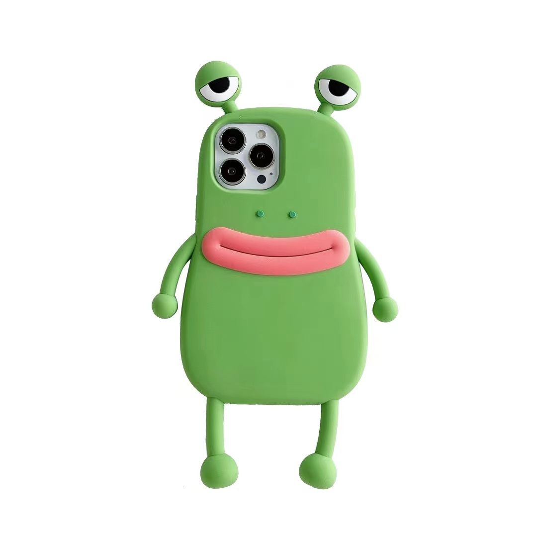 Cute 3D Cartoon Sausage Mouth Frog Silicone Phone Case For iPhone 13 Pro Max 12 Pro Max 11 Pro Max Couple Soft Shockproof Cover