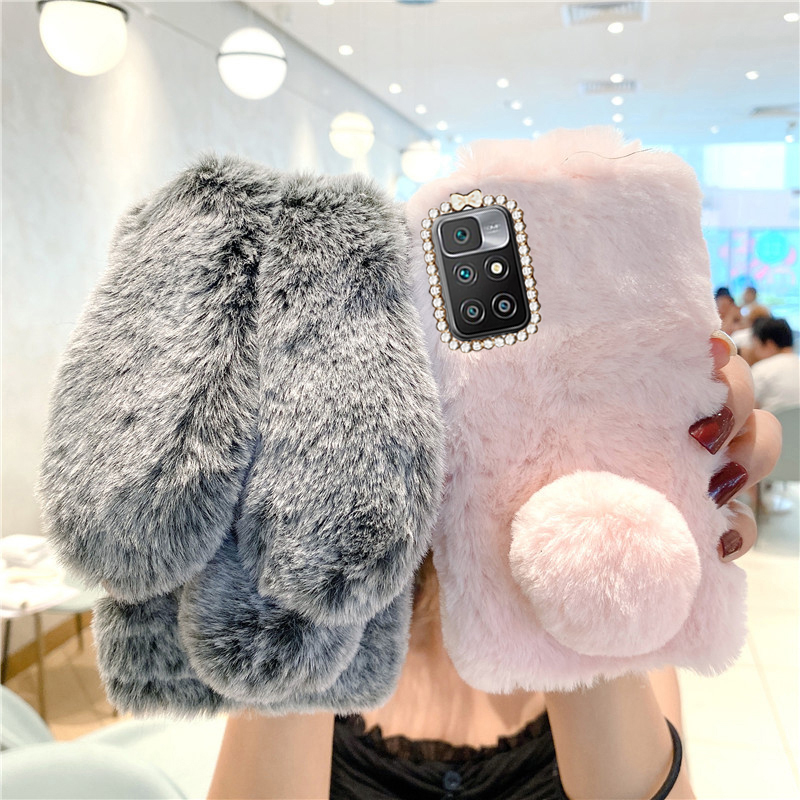 For Xiaomi Redmi 10 Note 10s 11 Pro 11T 9C 10C Phone Case Rabbit fluffy Fur Phone Case POCO M3 M4 Pro 5G F4 POCO X3 X4 Case