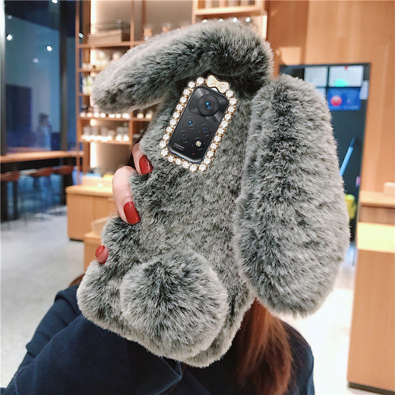 For Xiaomi Redmi 10 Note 10s 11 Pro 11T 9C 10C Phone Case Rabbit fluffy Fur Phone Case POCO M3 M4 Pro 5G F4 POCO X3 X4 Case