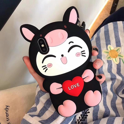 Cartoon Lucky Cat Animal Phone Case For iPhone11 12 X XS XR XS MAX 8 7 6 6S Plus Soft Silicone Case Cover