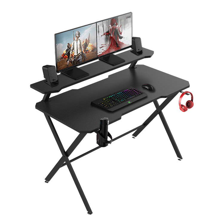 Carbon Fiber Desktop Computer Gaming Table With Stand Luxury E-sports Gamer Desk Black Gaming Desk With Shelf