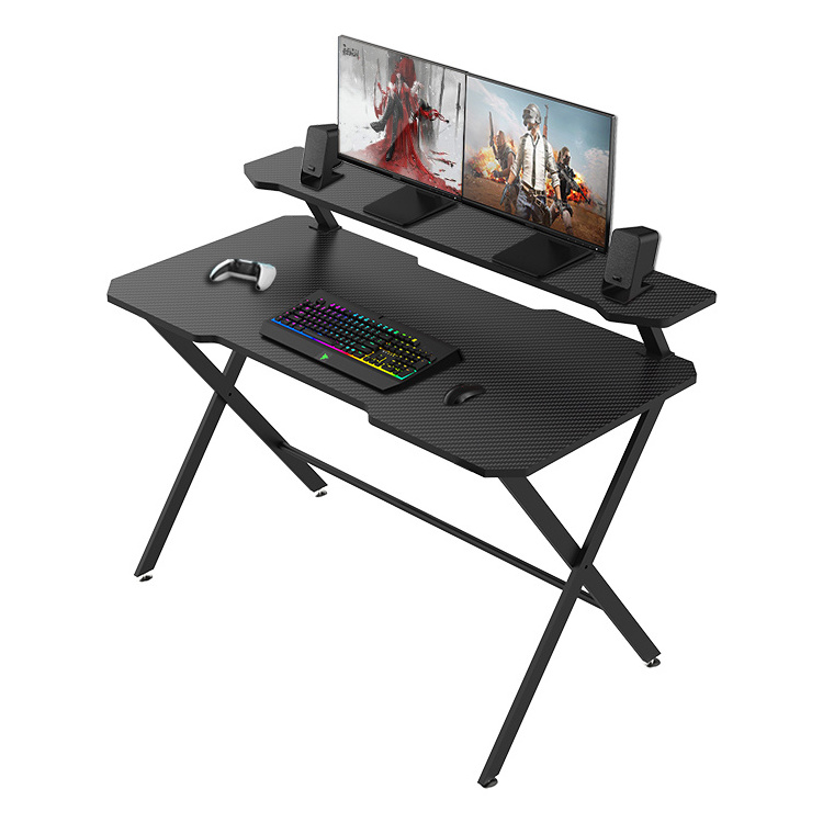 Ergonomic Computer Gaming Table With Monitor Stand E-sports Gamer Desk Black Gaming Desk With Monitor Shelf