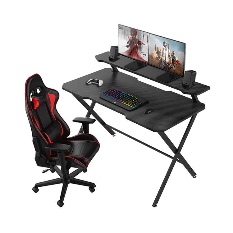 Computer Gaming Table With Stand E-sports Gamer Desk Black Cool Gaming Desk With Monitor Shelf