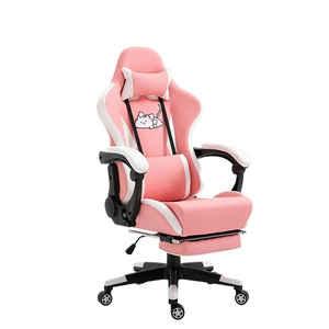 New Customize Embroidery Logo Memory Foam Ergonomic Chair Cutest Cat Pink Office Racing Gamer Gaming Chair With Sleep Function