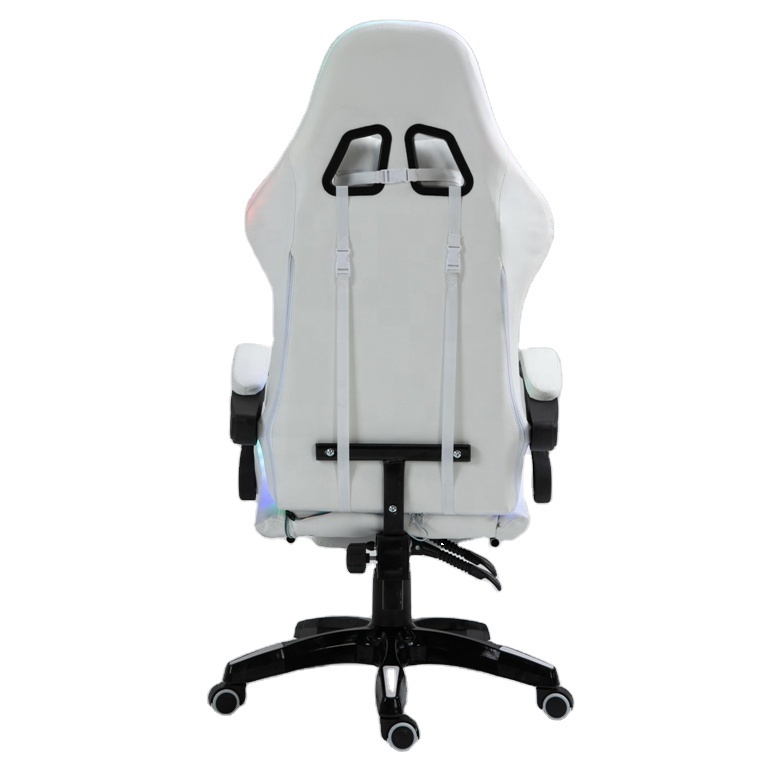 Cheap White PU Leather Computer PC Game Chair Silla Gamer Led RGB Racing Massage Gaming Chair With Lights And Speakers