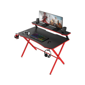 Double Deck Ergonomic Computer Gaming Table E-sports Gamer Desk With Monitor Stand Red Pc Gaming Desk With Shelf