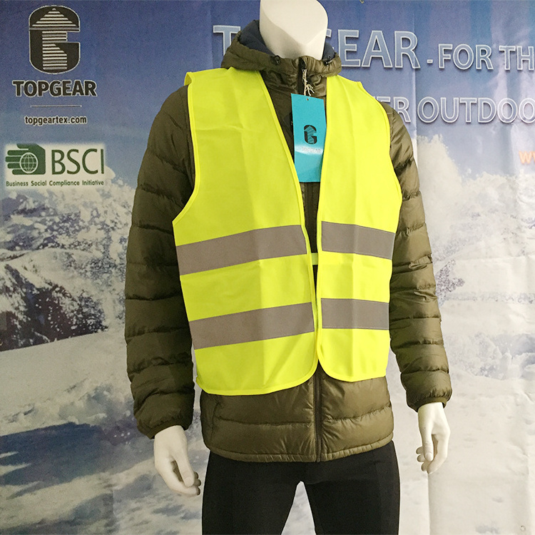 Topgear 100% polyester EN ISO 20471 hi vis waistcoat vest for workers