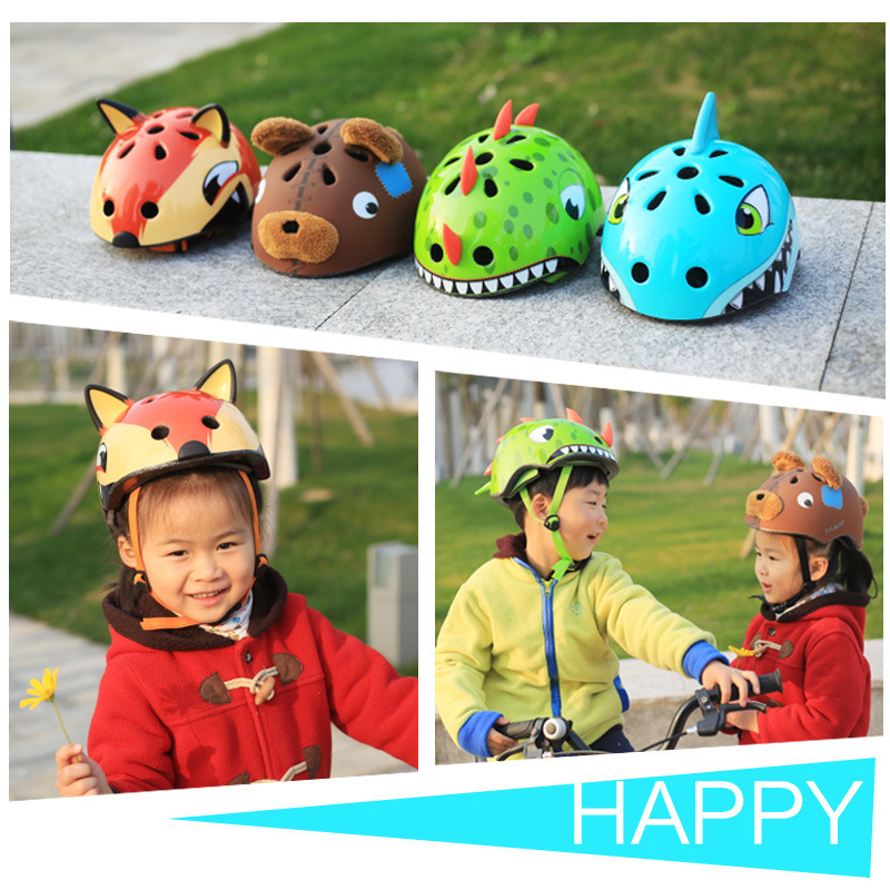 Factory price Cute dinosaur shark bear fox shape Cartoon animal Toddler Children Kids CORSA Bike skating safety Helmet