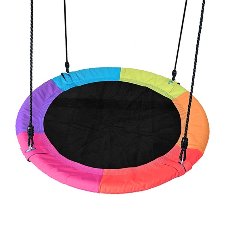 Backyard adjustable Hanging Ropes 40 inch Waterproof Textilene Ripstop Saucer Tree Swing Set for Kids Adults and Teens