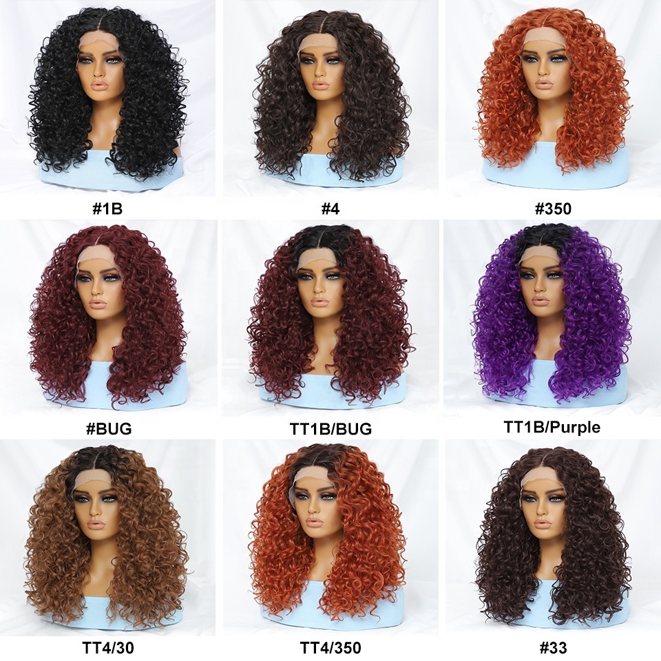 Wholesale Natal Curly Hair Products Deep Wave Synthetic Afro Kinky Curly Braided Wigs Glueless Full Hd Lace Wigs For Black Women