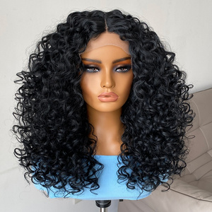 Wholesale Natal Curly Hair Products Deep Wave Synthetic Afro Kinky Curly Braided Wigs Glueless Full Hd Lace Wigs For Black Women